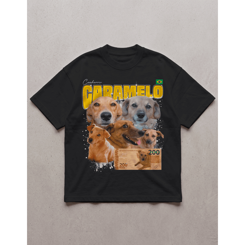 Camiseta Oversized Cachorro Caramelo P Sair Unissex Streetwear Estampa Em DTF