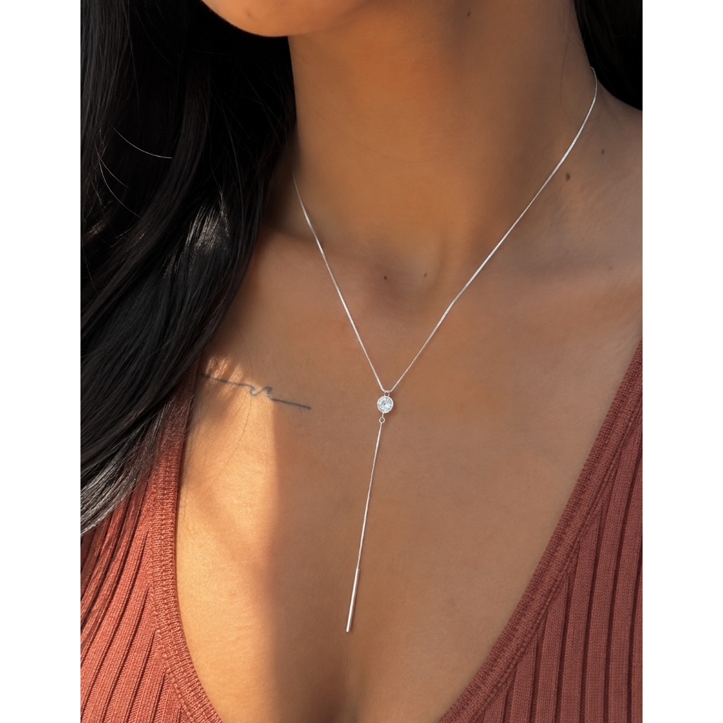 Colar Veneziana Prata 925 Gravatinha Ponto de luz + Palito