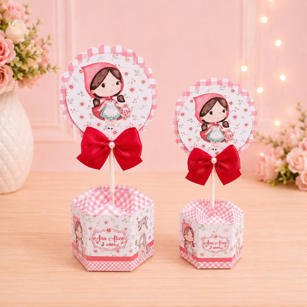 Centro de mesa Chapeuzinho Vermelho kit festa lembrancinha caixinha personalizado mimos aniversário