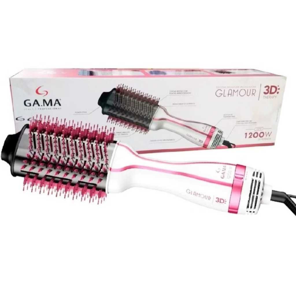 Escova Secadora e Modeladora Glamour Pink Brush 1200W 3D GAMA 3 em 1 220V