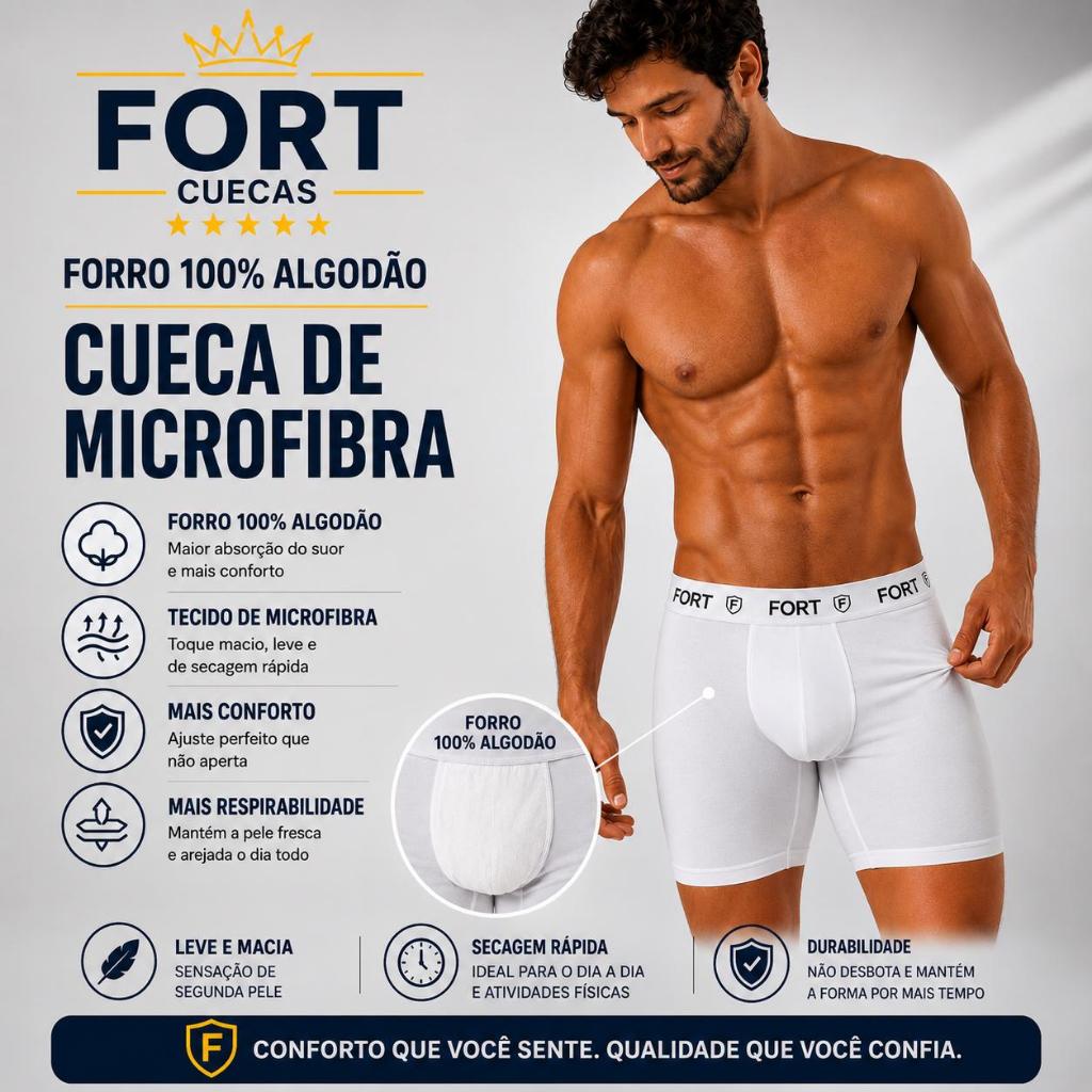 Kit Com 3 Cuecas CICLISTA Perna Comprida De Microfibra ADULTO — imagem 2 de 2