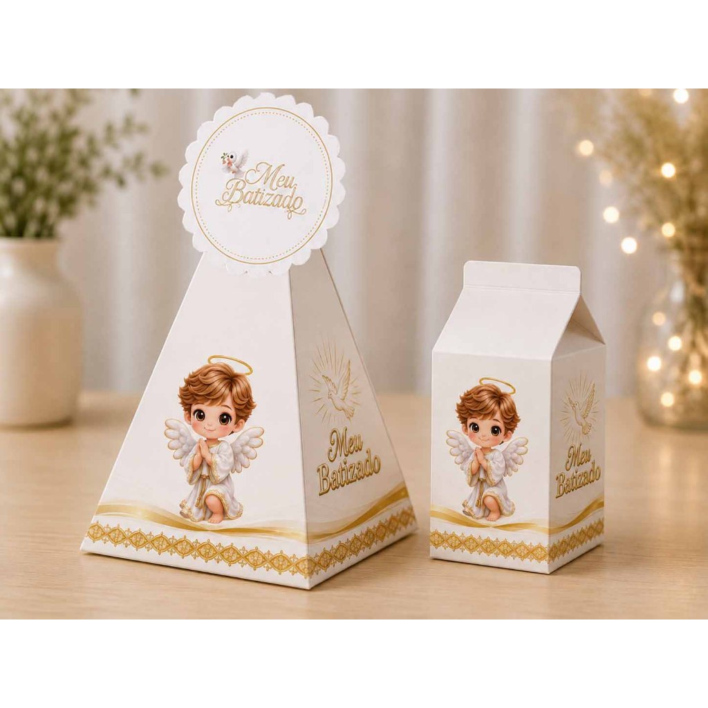 KIT BATIZADO - Lembrancinhas Personalizadas Anjinho - Menino - Caixinhas Batizado - DECORAÇÃO  -10/16/20- Pegue e monte