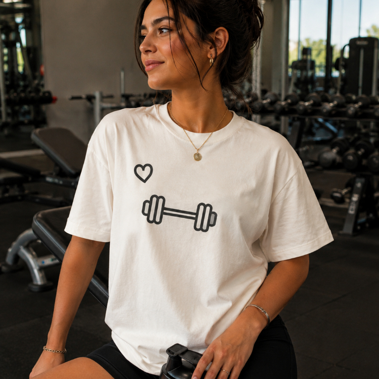 Camiseta Feminina Academia Fitness Halter Coração 100% Algodão T-Shirt Casual Confortável Estampadas