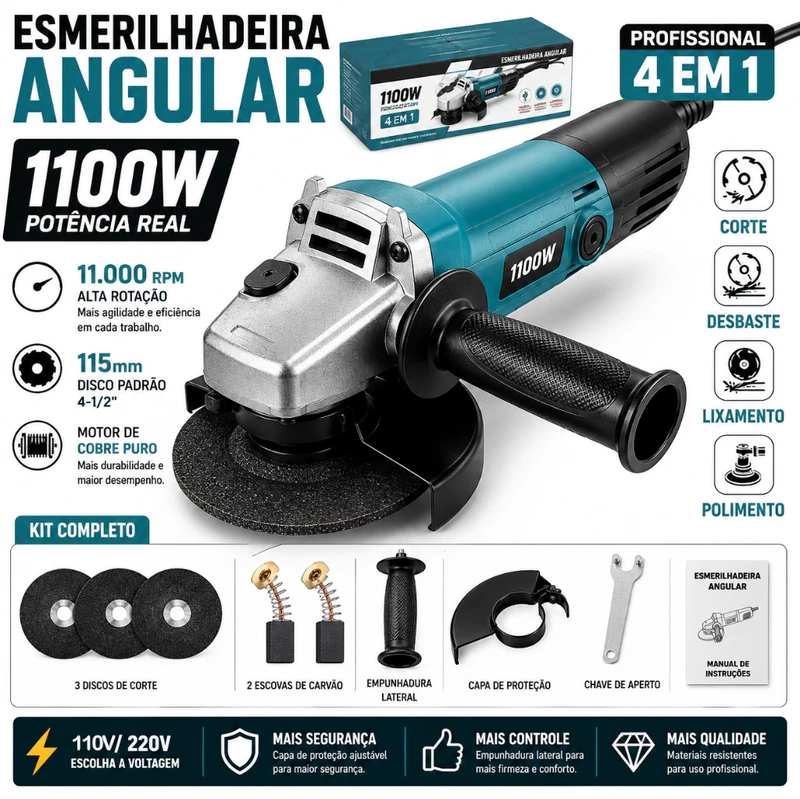 Esmerilhadeira Lixadeira 1100W 4 em 1 110V — foto 9