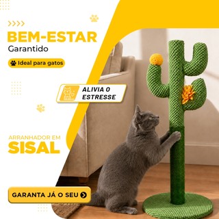 Arranhador de Gato em Formato de Cacto Decorativo e Funcional Afiação de Unhas Sisal Natural