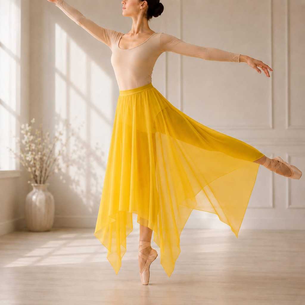 Saia de Ballet de Crepe Godê com Pontas para Dança Apresentação e Figurino