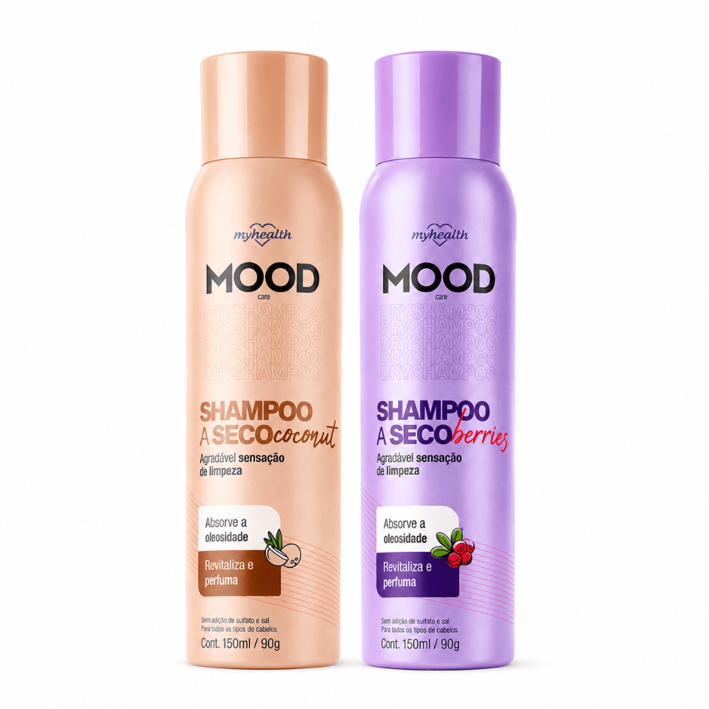 Kit 2 Shampoo a Seco Mood Care Coconut + Berries 150ml 90g para Cabelos Oleosos Perfuma e Revitaliza