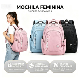 Mochila Feminina Escolar Impermeável Grande Bolsa Feminina Faculdade Trabalho Moda Premium