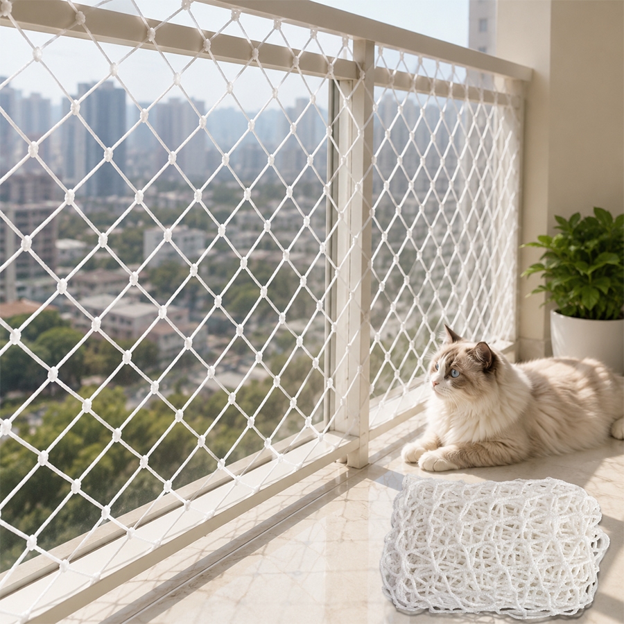 Rede Proteção Crianças Gatos Para Janelas 10m X 1,20m Branco