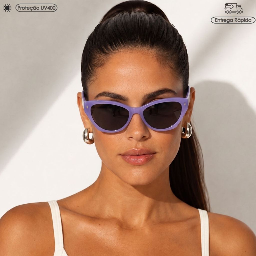 Óculos De Sol Feminino Premium Em Alta Blogueira Estiloso Oldstyle Proteção UV400 Doha