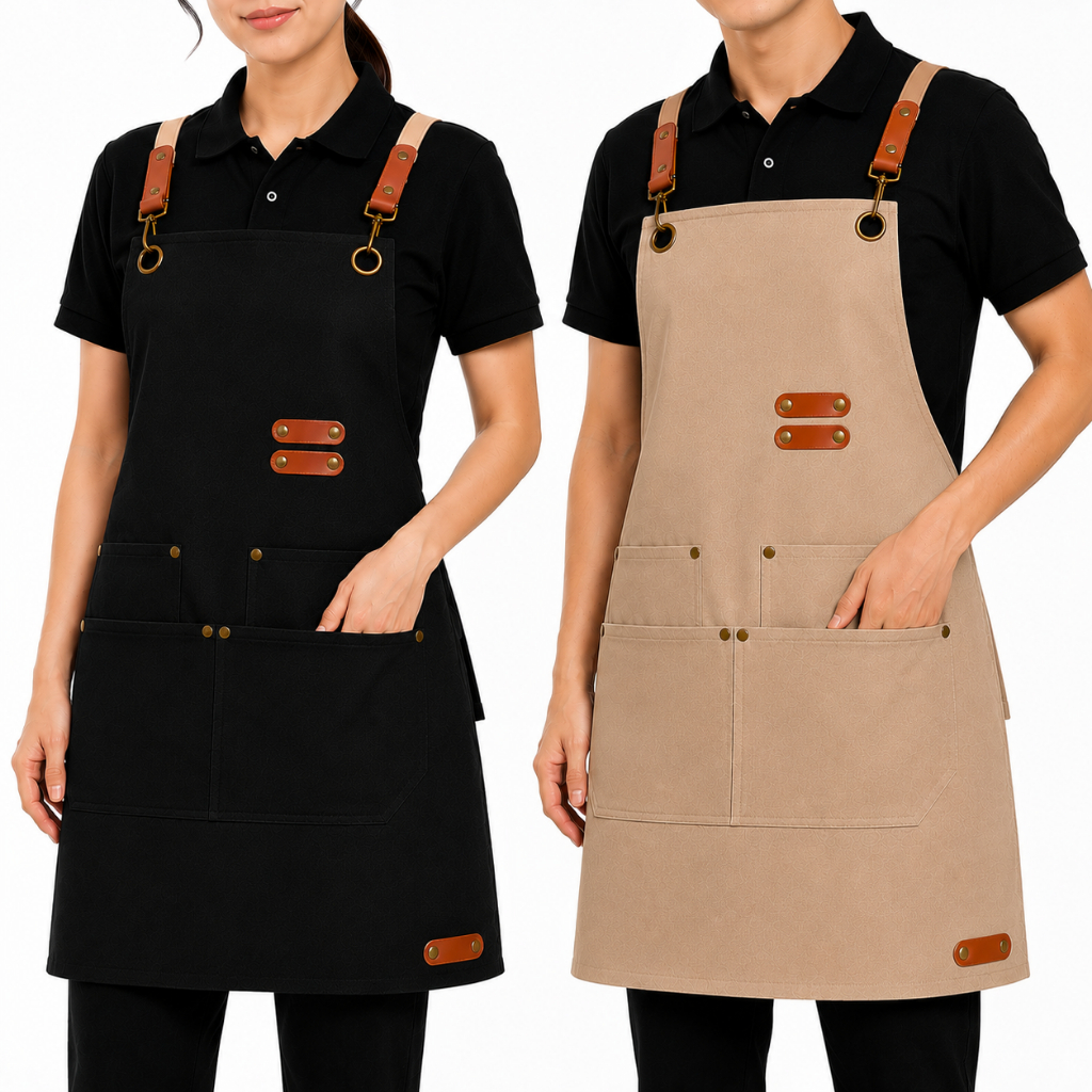 Avental Unissex Cozinha Profissional Impermeável Lona Canvas 4 Bolsos Ajustável Churrasco Evento