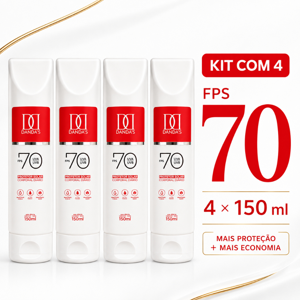 Kit 4 Protetor Solar 70 FPS Dandas Crianças E Adultos Toque Seco NÃO Arde OS Olhos