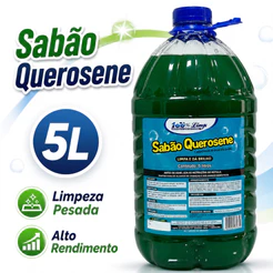 Sabão Querosene 5L 100% Limp Limpeza Pesada Alto Rendimento Remove Gordura e Sujeira Dá Brilho
