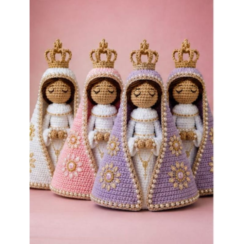 Santas em Crochê Amigurumi 25cm e 30cm | Santinhas Decorativas | Nossa Senhora Artesanal | Presente Religioso