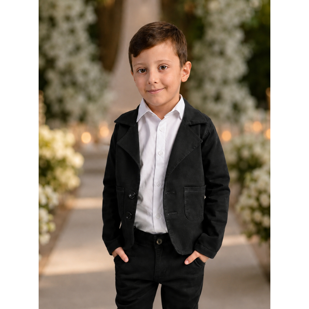Blazer Social Infantil Menino Slim Sarja para Casamento Batizado Pajem Festa Várias Cores Tamanho 1 ao 16