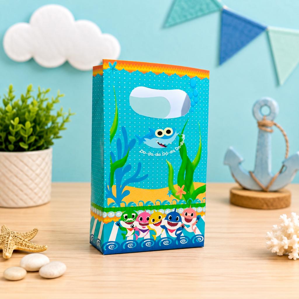 Sacolinha Personalizada BabyShark | Sacola Pequena para Lembrancinha Festa Infantil