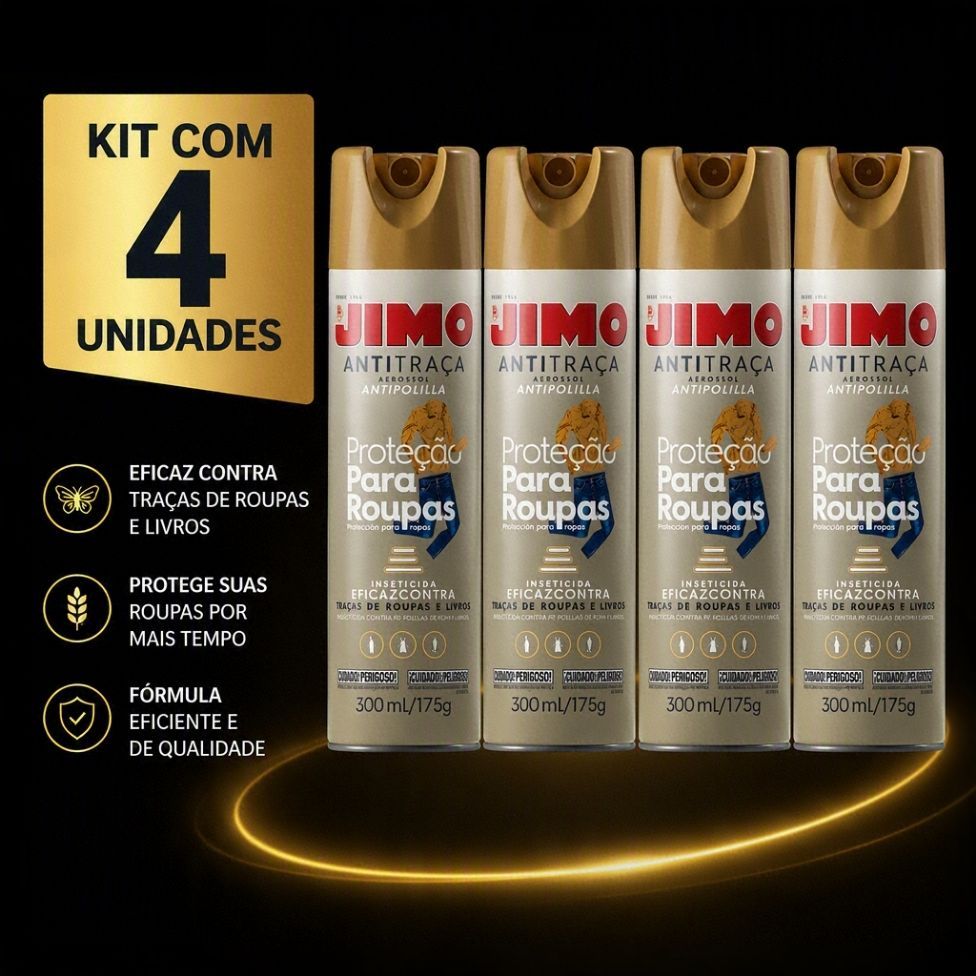 4UN Jimo AntiTraça Spray 300ml Proteção para Roupas e Livros