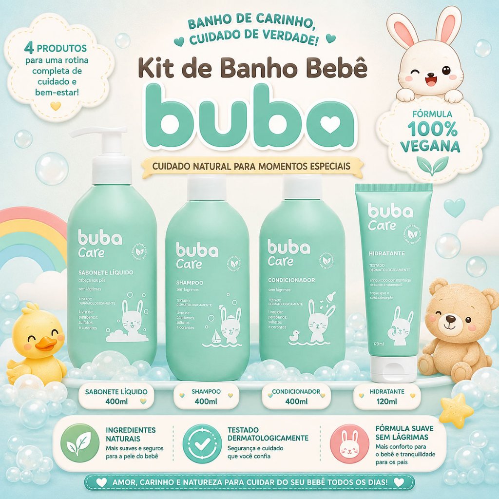 Kit Banho Bebe Buba Care