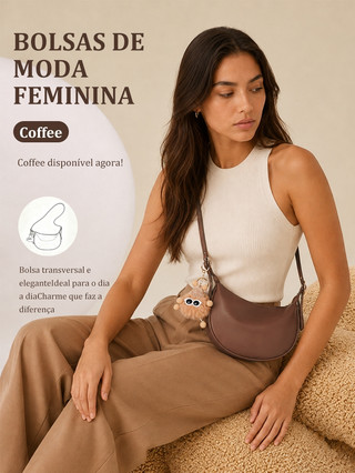TOMI MITO Bolsa Transversal Feminina Pequena Formato Curvo com Pingente e Alça Regulável …