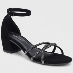 Sandália Feminina Shekinah Salto Saltinho Tiras Strass Lançamento Moda