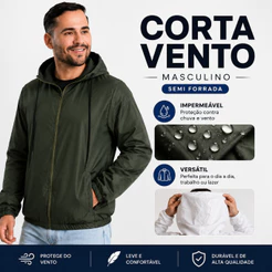 Jaqueta Corta Vento Liso Sem Marca Masculino