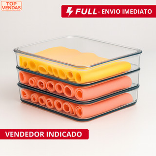 Kit Porta Frios Presunto Queijo Kit Acrílico Resistente Único Duplo Triplo Com Tampa Hermético Empilhável