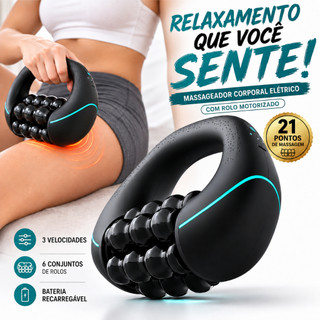 Massageador Corporal Elétrico com Rolo Motorizado – 3 Velocidades | Relaxamento Muscular
