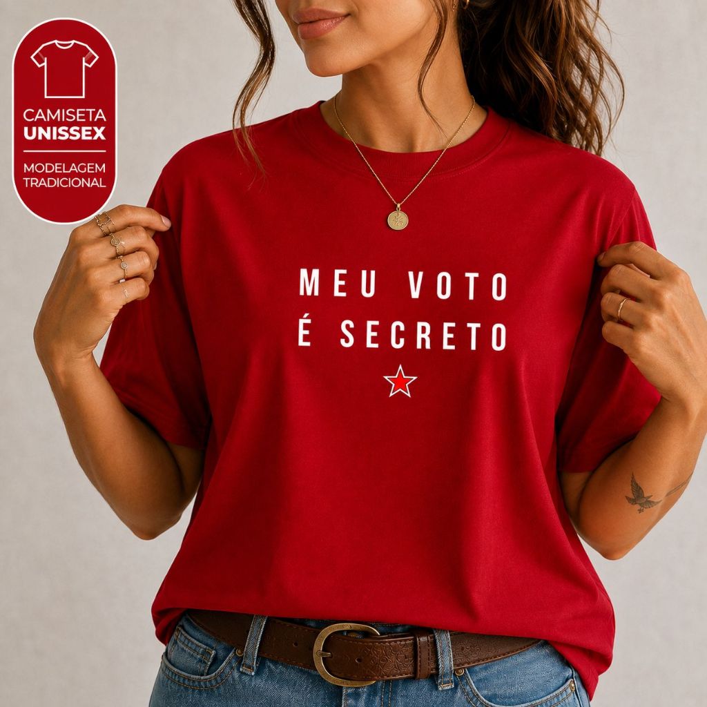 Camiseta Meu Voto é Secreto Unissex Algodão Estampada Frase Engraçada Divertida Presente