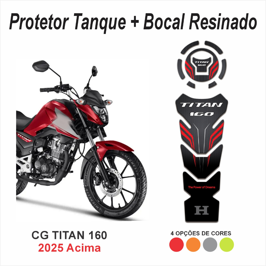 Adesivo Tankpad e Bocal 3D Compatível Para Moto Honda Nova CG Titan 160 2025/2026+ M104