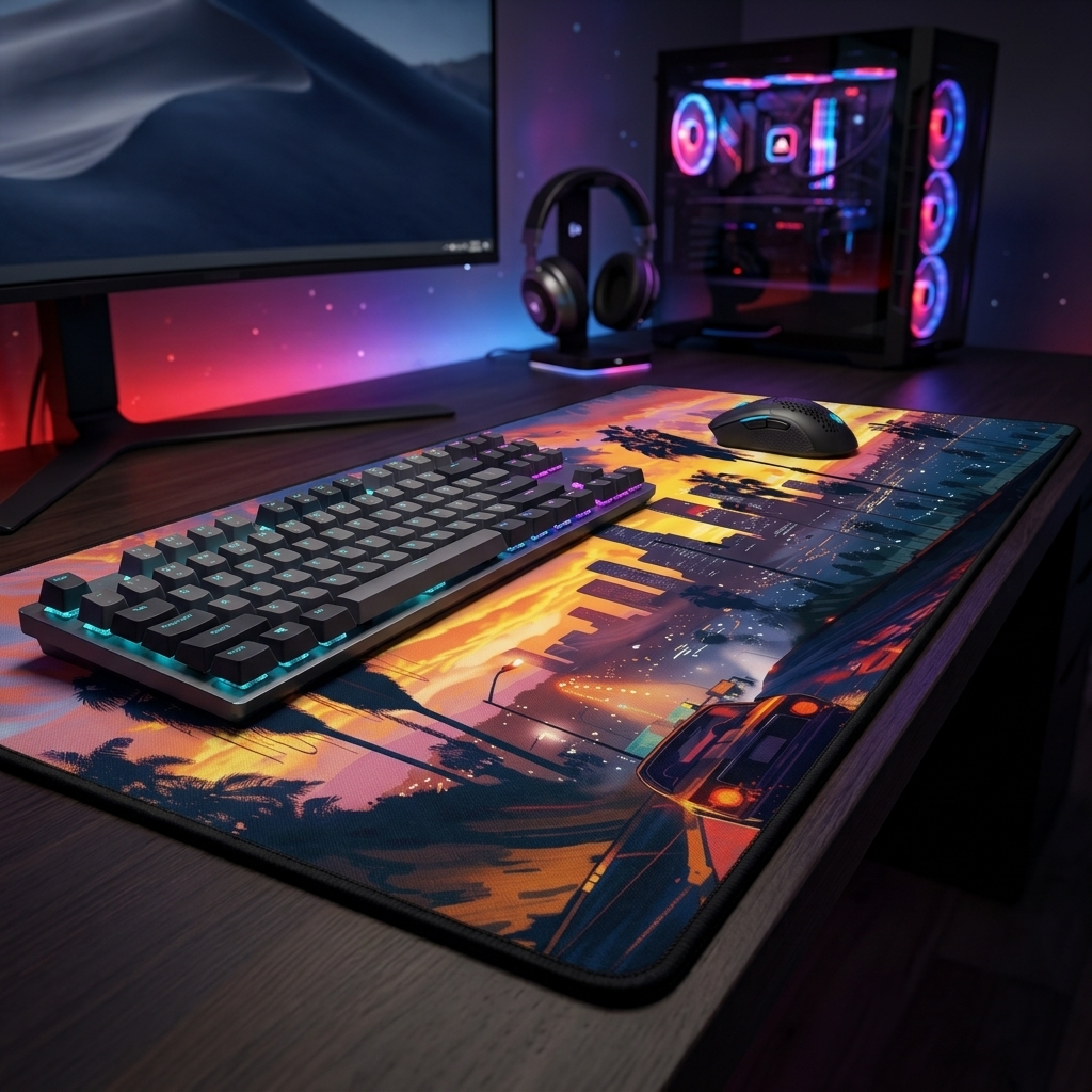 Mousepad Gamer Extended Grande 90x40cm Premium 2mm Speed Impressão HD Bordas Costuradas Base Antiderrapante Pronta Entre