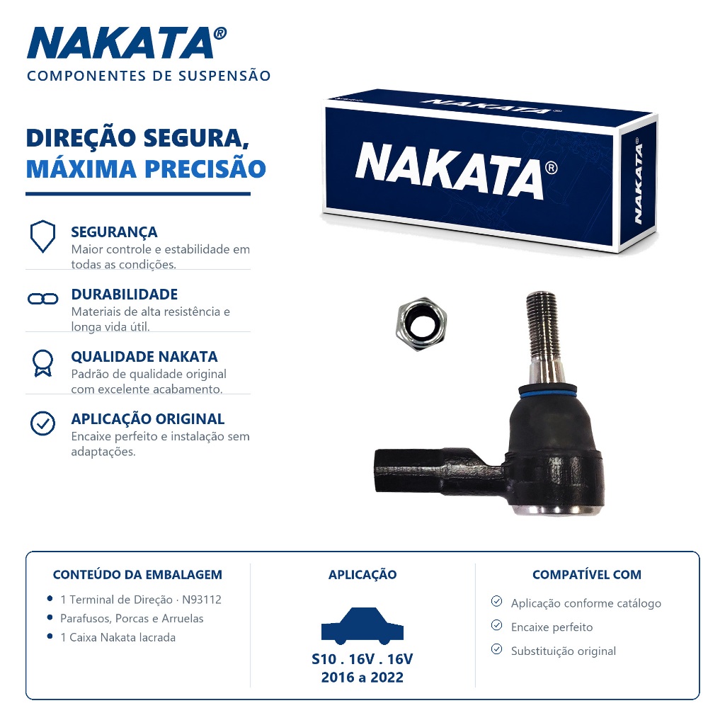 Terminal Direção S10 2.5 16V / 2.8 16V 2016 Até 2022 Original Nakata