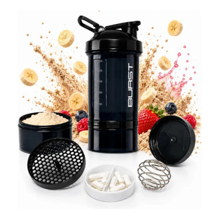 Coqueteleira Shaker Academia Compartimento 600ml Suplementos Hermético Whey Cápsulas Comp…