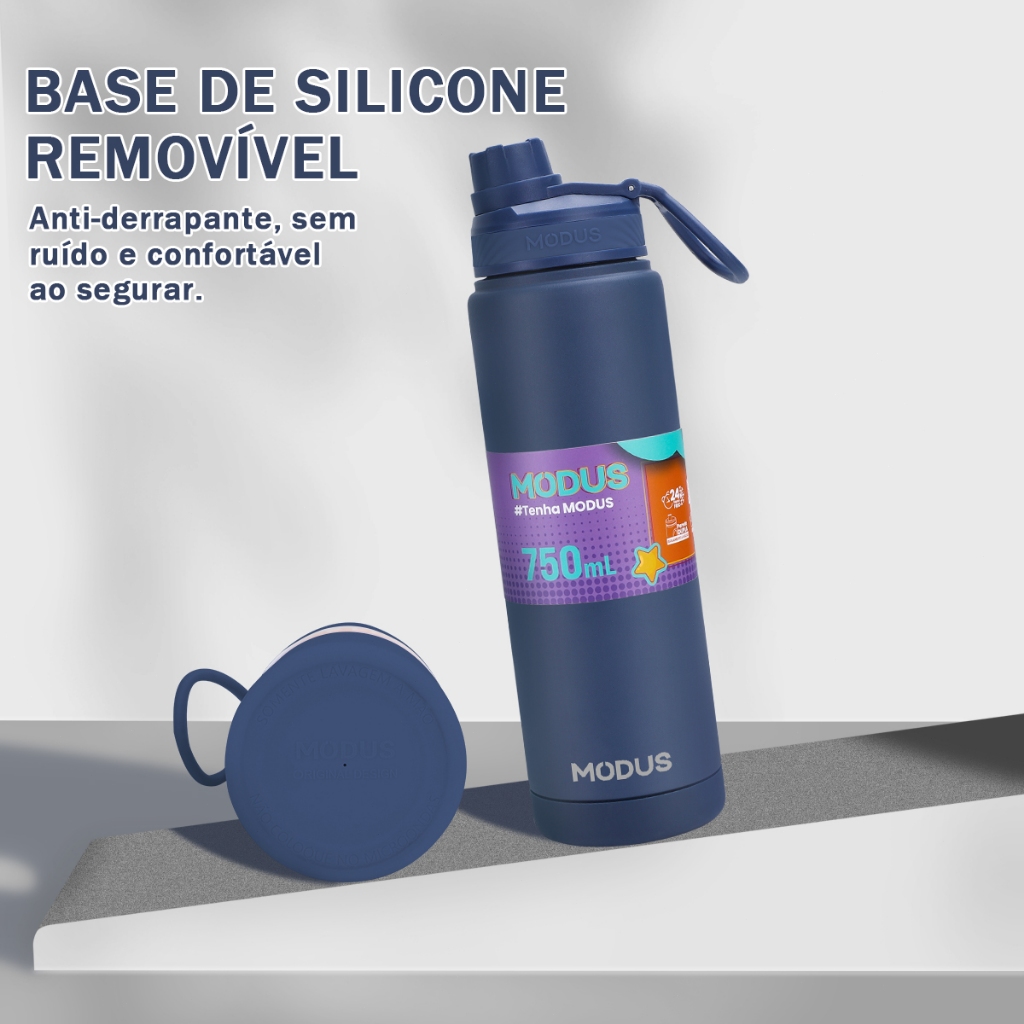 MODUS Garrafa Térmica 750ml Inox Quente e Frio Base De Silicone Removível Com Bico Rosqueável · foto 2