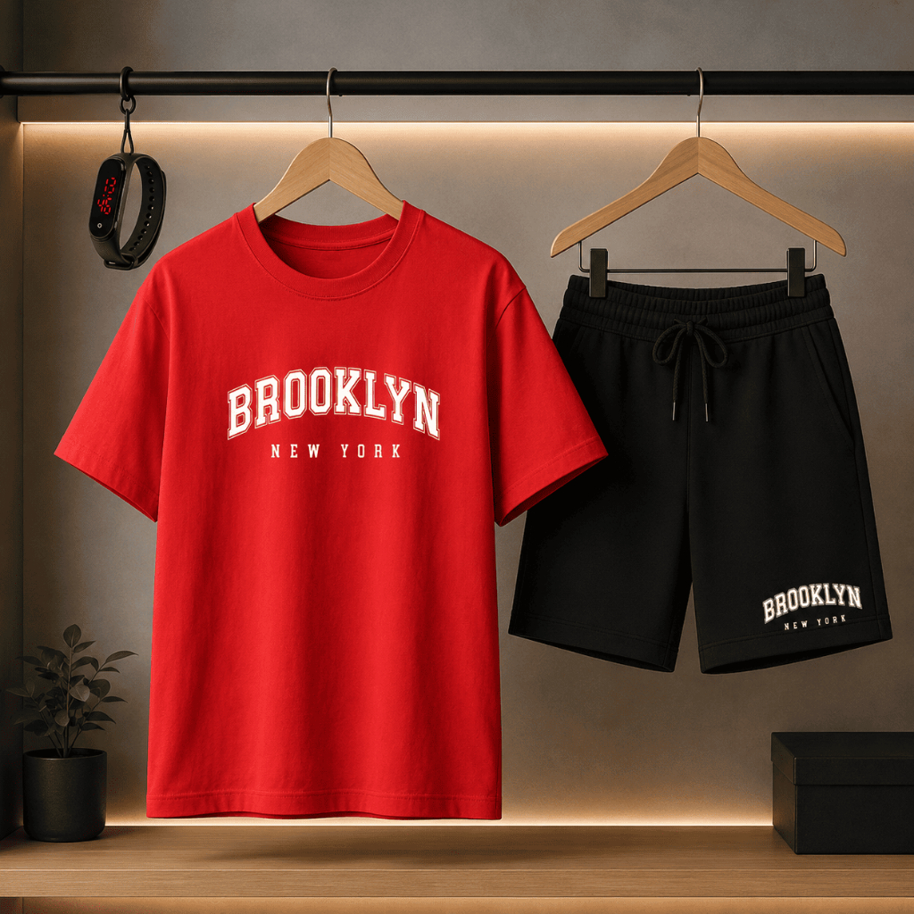 Kit Camiseta Infantil e Short Moletinho + Brinde Relógio Masculino Lançamento