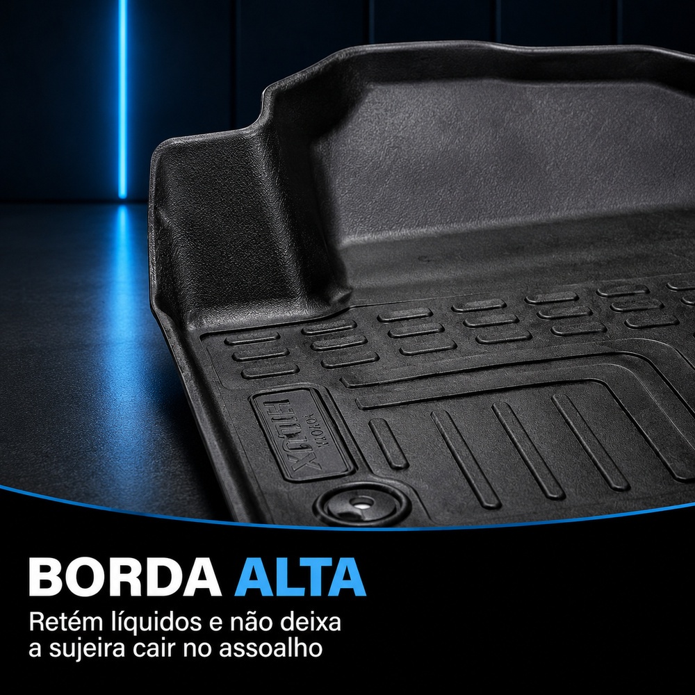 Jogo De Tapetes Com 3 Peças Premium Bandeja Borda Alta Borracha Tpe 3D Para Toyota Hilux 2016 - 2026 · foto 2