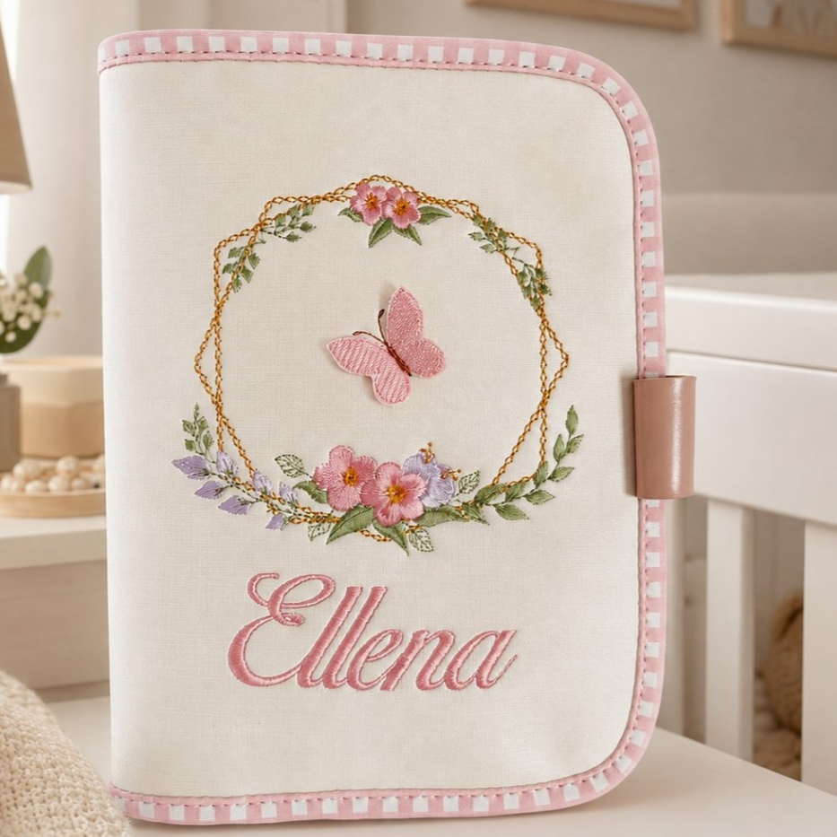 Capa de caderneta de vacinação personalizada com nome/ porta documentos do Bebê/ Borbolet…
