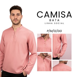 Bata Masculina Plus Size Manga Longa