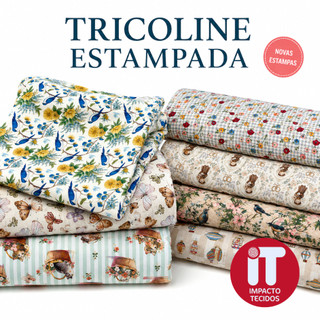Tecido Tricoline Estampado 100% Algodão para Artesanato Patchwork Costura e Decoração 50cm x 1,50m – Est. 378 a NV 214