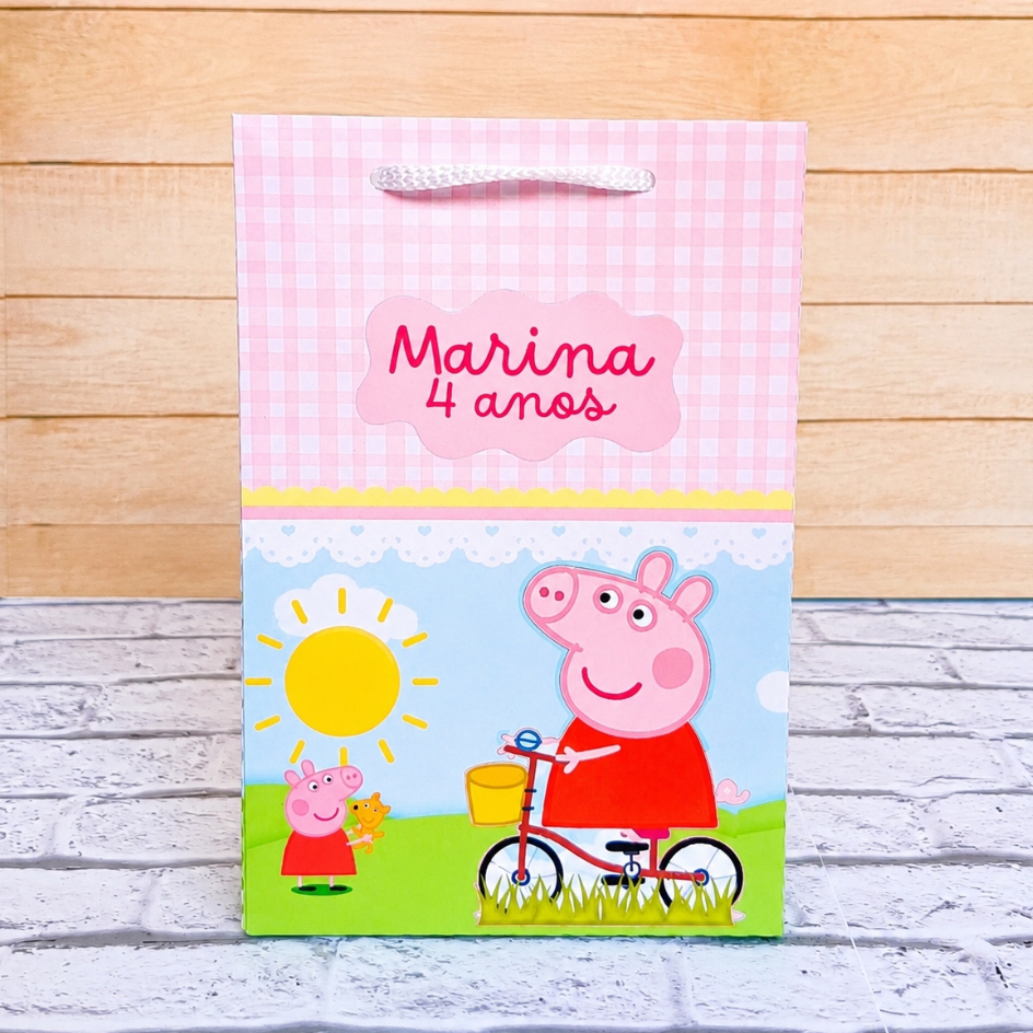 Sacolinha Personalizada 10x15cm PEPPA PIG - Caixinhas Lembrancinhas para Aniversário Personalizados