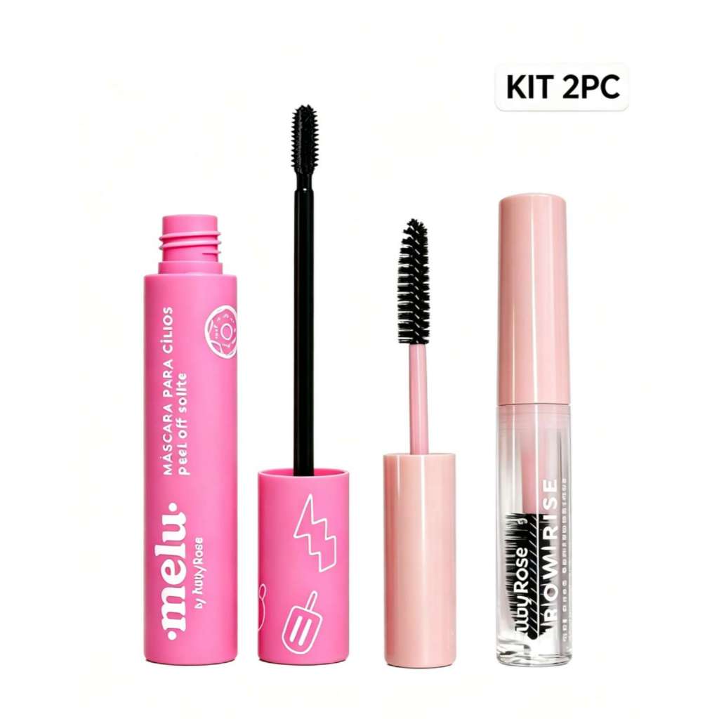 Kit Ruby Rose Máscara Melu + Gel Brow Rise E2503 Para Cílios e Sobrancelhas