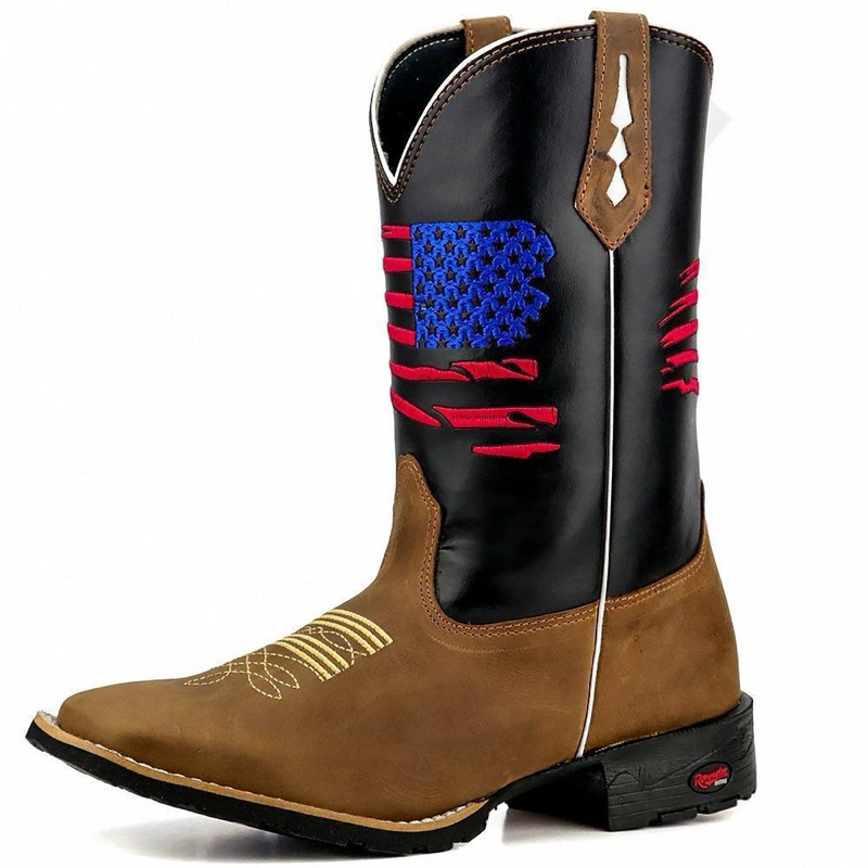Bota Texana Masculina - Country - Rodeio - Bota Masculina em Couro Legítimo | Cano Alto | Bico Quadrado | Confortável