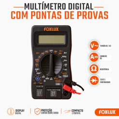 Multímetro Digital Foxlux com Testador de Cabos RJ11 e RJ45