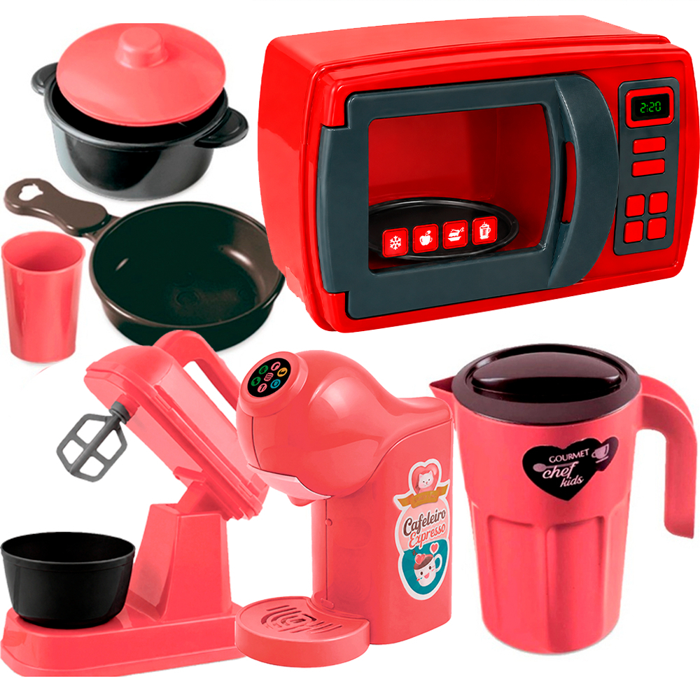FAZ DE CONTA INFANTIL MICROONDAS BATEDEIRA CAFETEIRA JARRA BRINQUEDOS ZUCA TOYS