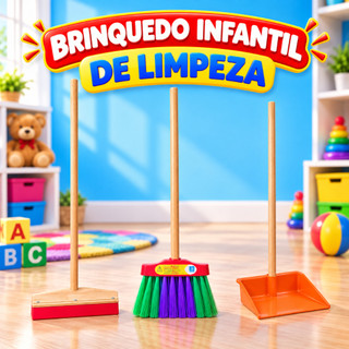 BRINQUEDO INFANTIL  LIMPEZA VASSOURA, RODO E PÁ BRINQUEDO EDUCATIVO PARA CRIANÇA