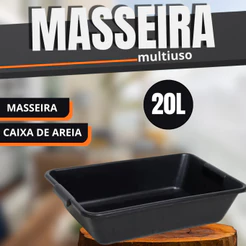 Caixa de Massa Masseira 20L Multiuso Construção Resistente Caçamba Concreto Massa Areia Gato Pet