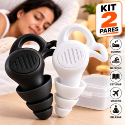 Kit 2 Pares Tampão de Ouvido para Dormir – Protetor Auricular com Redução de Ruídos