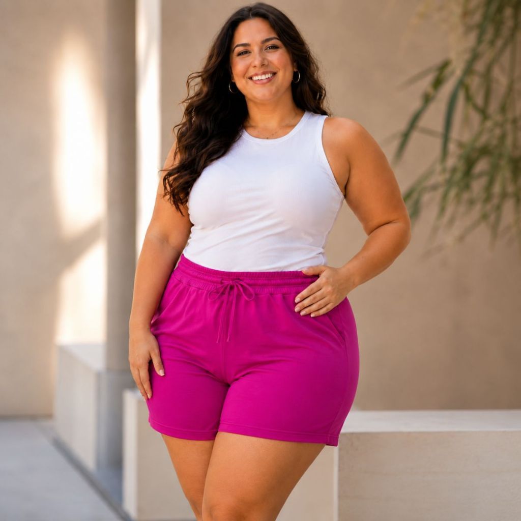 Shorts Feminino plus size moletinho confortavel cós elástico basico moderno estiloso versátil tendnêcia