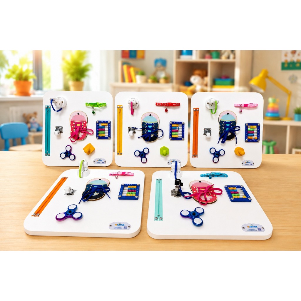 Painel Sensorial Montessori Portátil MDF - Brinquedo Educativo Atividades Pedagógicas