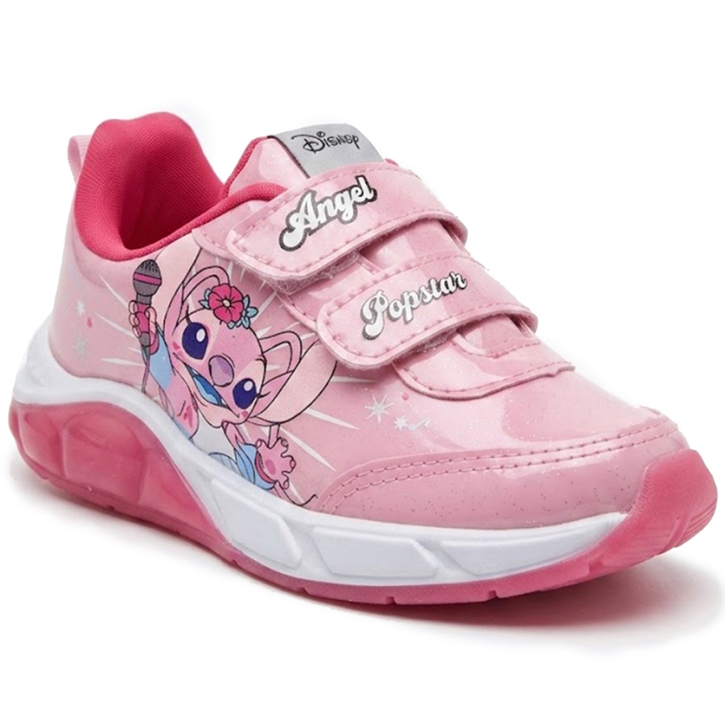 Tênis Infantil Menina Angel Stitch Disney Oficial com LED Luzes Calce Fácil Confortável 11.170