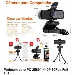 Webcam  para pc  Resolução 2K 2560*1440p com Microfone Embutido e Tripé 30Fps Full HD kp-s032